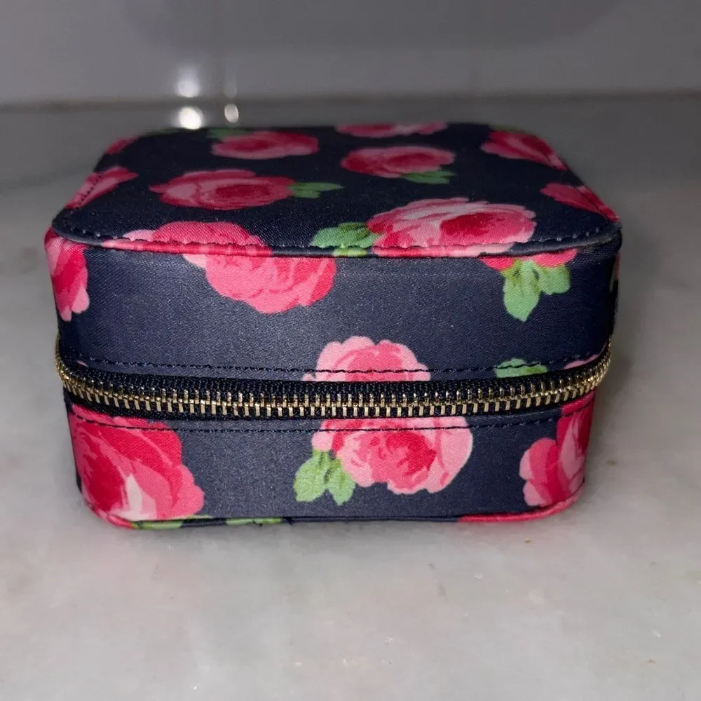 LOFT Floral Travel Jewelry Organizer Case Blue Pink NWT
